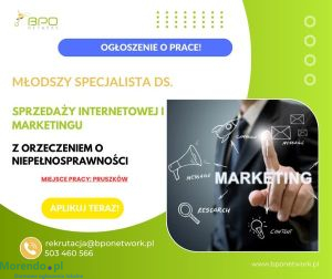 Młodszy Specjalista ds. sprzedaży internetowej i marketingu z orzeczeniem