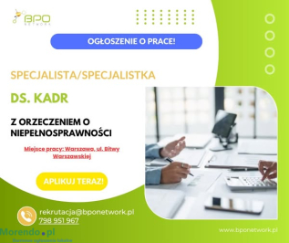 Specjalista/stka ds. Kadr z orzeczeniem Warszawa (Bitwy Warszawskiej)